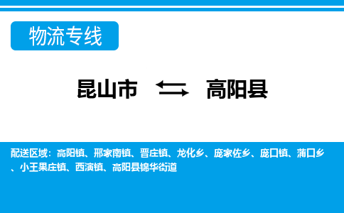 昆山到高阳县物流专线-昆山市至高阳县货运公司