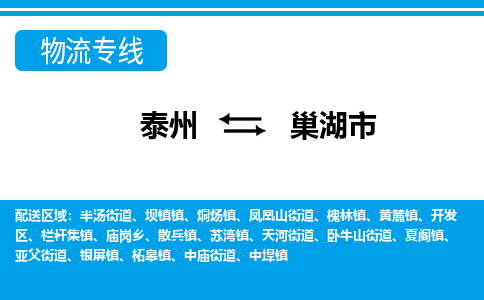 泰州到巢湖市物流专线_泰州到巢湖市物流公司_泰州货运至巢湖市