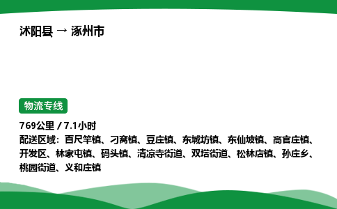 ​沭阳县到涿州市物流专线-​沭阳县到涿州市货运公司