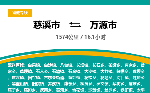 慈溪市到万源市物流公司,快速到万源市的物流专线