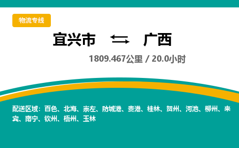 宜兴到广西物流专线,宜兴市到广西货运,宜兴市到广西物流公司