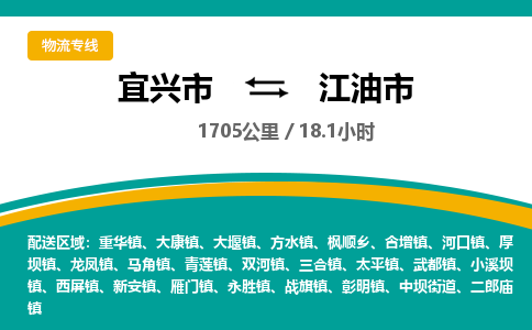 宜兴到江油市物流专线,宜兴市到江油市货运,宜兴市到江油市物流公司