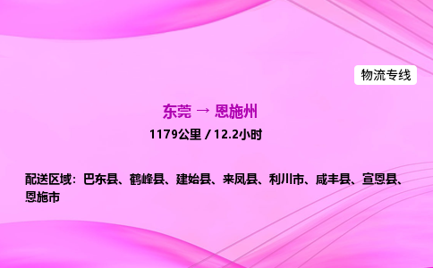 东莞到恩施州物流公司-货运价格-东莞到恩施州物流专线