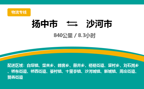 扬中到沙河市货运公司_扬州至沙河市直达物流专线_扬州直达沙河市快线