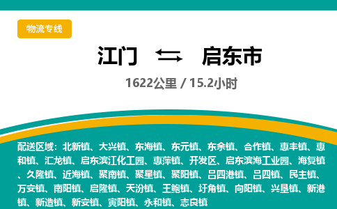 江门到启东市物流专线公司可靠服务得到众多客户认可