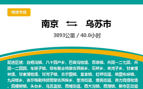 南京到乌苏市物流专线,南京到乌苏市货运,南京到乌苏市物流公司